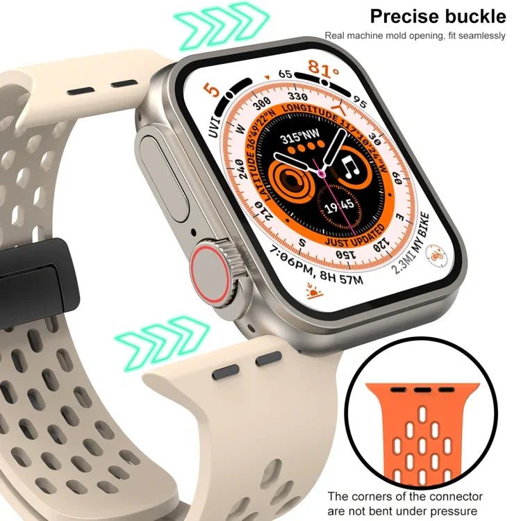 สายรัดนาฬิกาซิลิโคนหัวล็อกแม่เหล็ก สำหรับ Apple Watch Series 8&7 41mm, สำหรับ Apple Watch Series 8&7 45mm