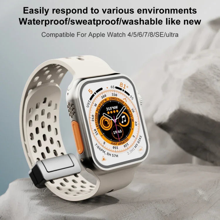 สายรัดนาฬิกาซิลิโคนหัวล็อกแม่เหล็ก สำหรับ Apple Watch Series 8&7 41mm, สำหรับ Apple Watch Series 8&7 45mm