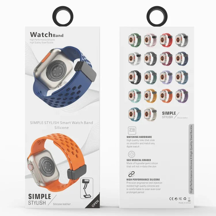 สายรัดนาฬิกาซิลิโคนหัวล็อกแม่เหล็ก สำหรับ Apple Watch Series 8&7 41mm, สำหรับ Apple Watch Series 8&7 45mm