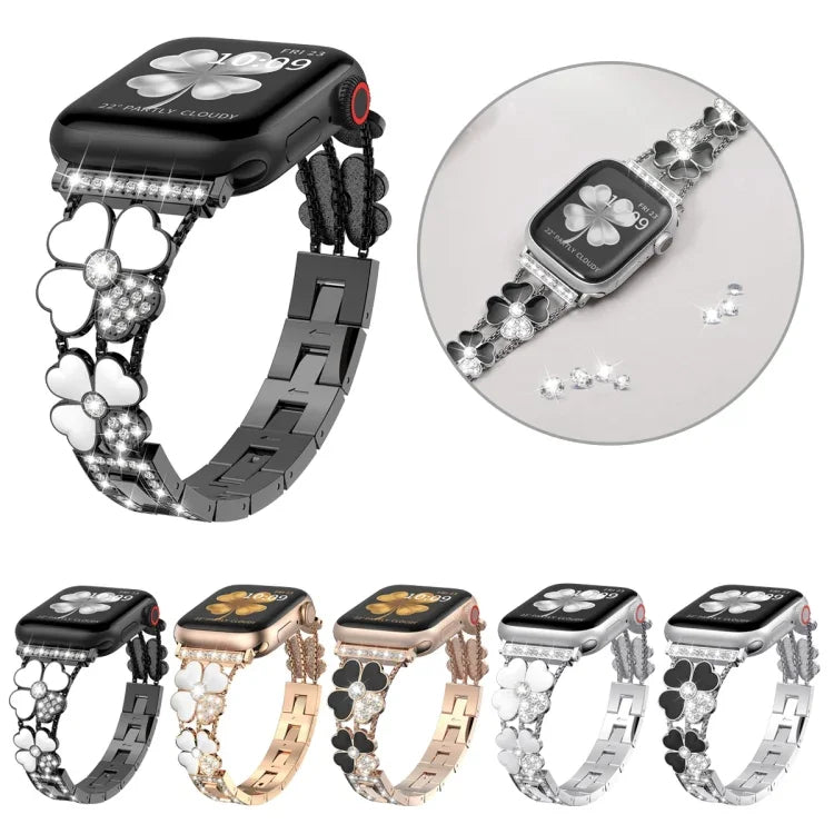 Petal Metal Diamond Watch Band, For Apple Watch 3 38mm, For Apple Watch 9 45mm, For Apple Watch 3 42mm, For Apple Watch 2 38mm, For Apple Watch 2 42 mm, For Apple Watch 38mm, For Apple Watch 42mm, For Apple Watch 9 41mm