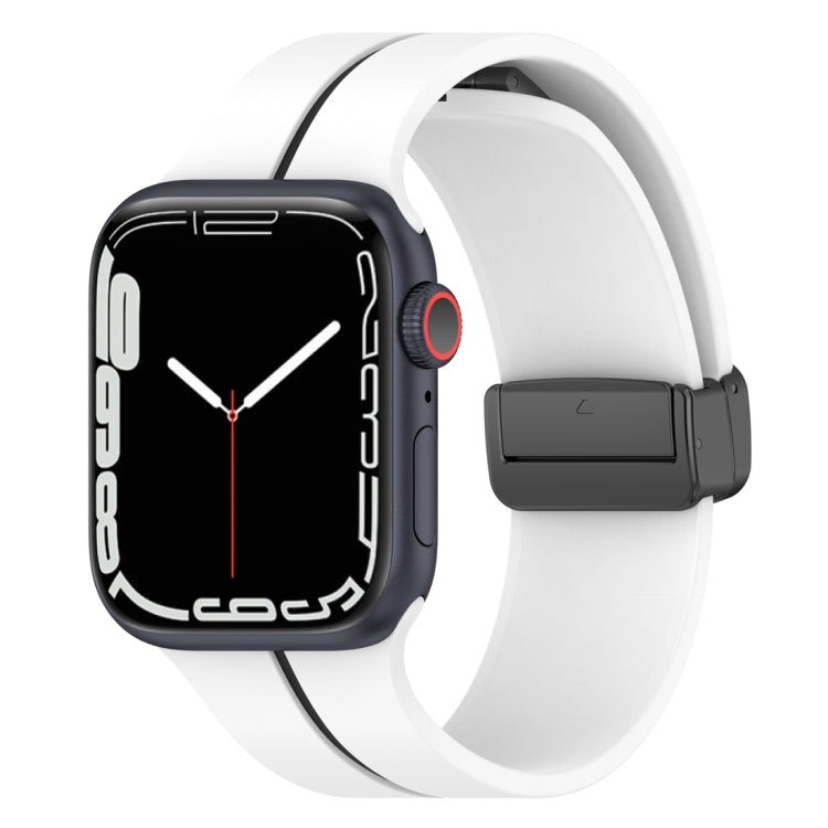สายรัดนาฬิกาซิลิโคนหัวเข็มขัดพับสองสี สำหรับ Apple Watch SE 2023 44mm, สำหรับ Apple Watch Ultra 49mm, สำหรับ Apple Watch 8 41mm, สำหรับ Apple Watch 8 45mm