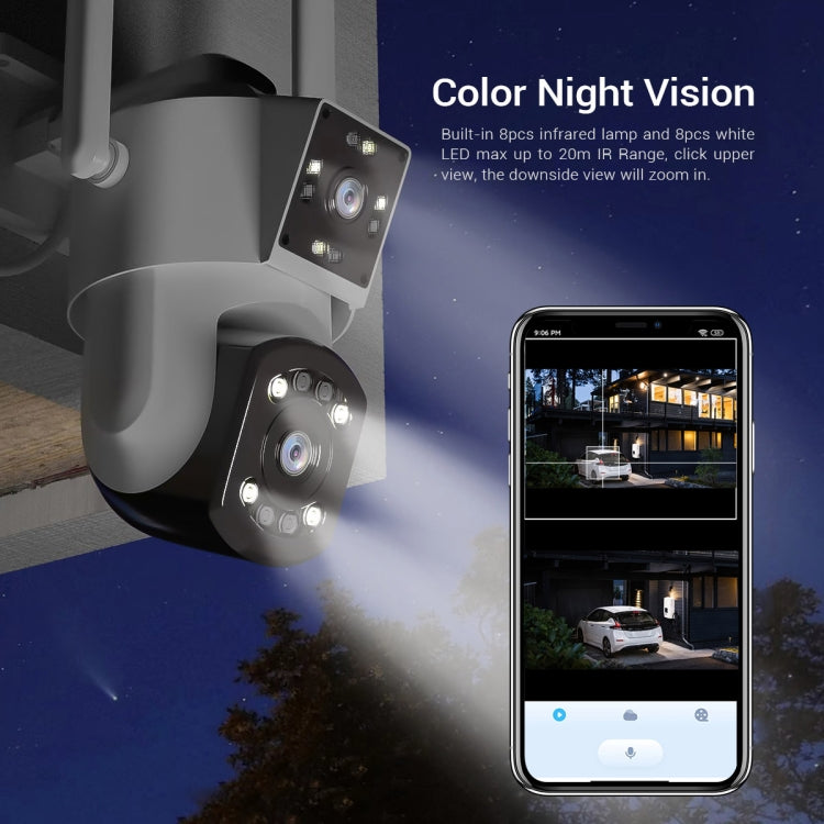 กล้อง ESCAM PT210 เลนส์คู่ 3MP พร้อมหน้าจอคู่ รองรับ WiFi, การสื่อสารสองทาง, ตรวจจับการเคลื่อนไหว และเก็บข้อมูลบนคลาวด์, PT210