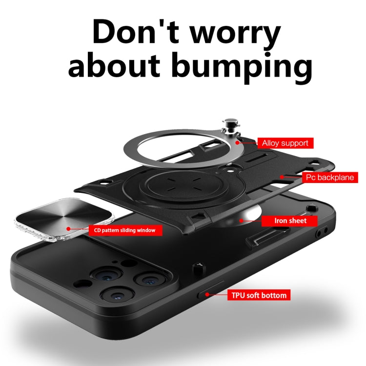 CD Texture Sliding Camshield Magnetic Holder Phone Case, For iPhone 14 Pro Max, For iPhone 13 Pro Max, For iPhone 13 Pro, For iPhone 13, For iPhone 12, For iPhone 12 Pro Max, For iPhone 12 Pro, For iPhone 11 Pro Max