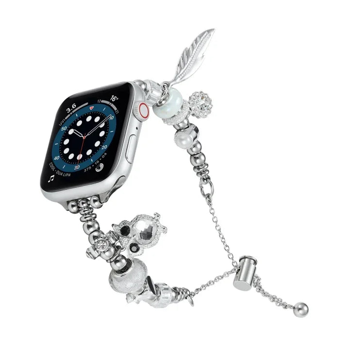 สายรัดนาฬิกาโลหะสร้อยลูกปัด สำหรับ Apple Watch Series 10 46mm, สำหรับ Apple Watch Series 10 42mm, สำหรับ Apple Watch SE 2023 44mm, สำหรับ Apple Watch SE 2023 40mm, สำหรับ Apple Watch Ultra 2 49mm, สำหรับ Apple Watch 9 45mm, สำหรับ Apple Watch 9 41mm