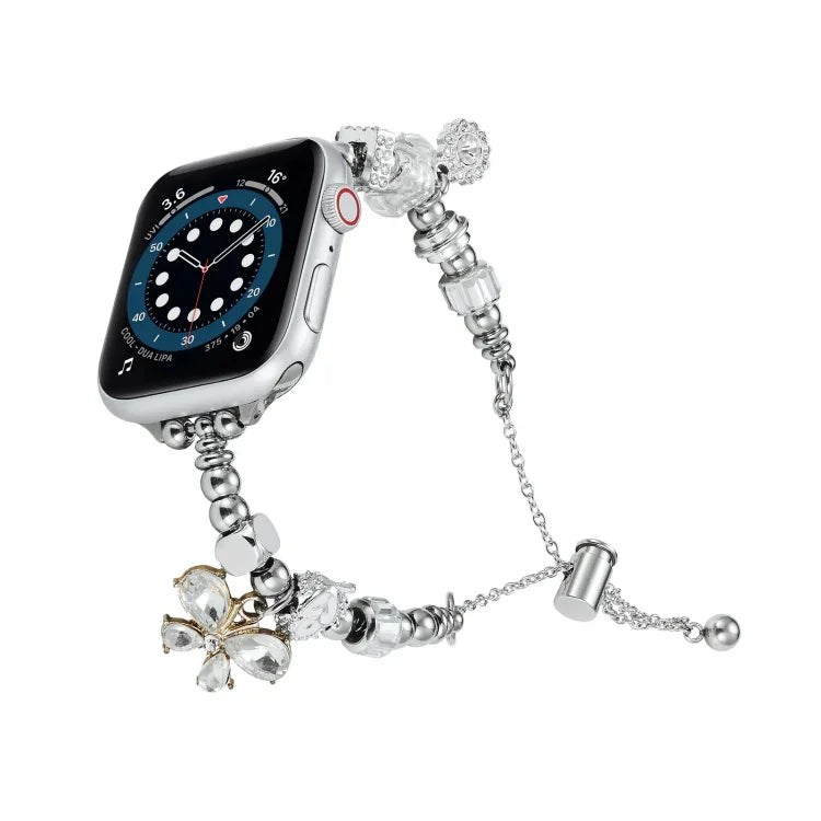 สายรัดนาฬิกาโลหะสร้อยลูกปัด สำหรับ Apple Watch Series 10 46mm, สำหรับ Apple Watch Series 10 42mm, สำหรับ Apple Watch SE 2023 44mm, สำหรับ Apple Watch SE 2023 40mm, สำหรับ Apple Watch Ultra 2 49mm, สำหรับ Apple Watch 9 45mm, สำหรับ Apple Watch 9 41mm
