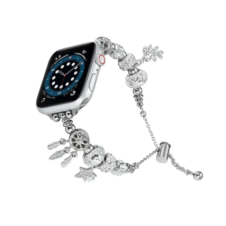 สายรัดนาฬิกาโลหะสร้อยลูกปัด สำหรับ Apple Watch Series 10 46mm, สำหรับ Apple Watch Series 10 42mm, สำหรับ Apple Watch SE 2023 44mm, สำหรับ Apple Watch SE 2023 40mm, สำหรับ Apple Watch Ultra 2 49mm, สำหรับ Apple Watch 9 45mm, สำหรับ Apple Watch 9 41mm