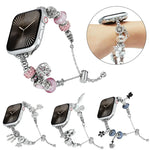 Bead Bracelet Metal Watch Band, For Apple Watch 8 45mm, For Apple Watch SE 2022 40mm, For Apple Watch SE 2022 44mm, For Apple Watch 7 41mm, For Apple Watch 7 45mm, For Apple Watch SE 40mm, For Apple Watch SE 44mm, For Apple Watch 6 40mm                ...
