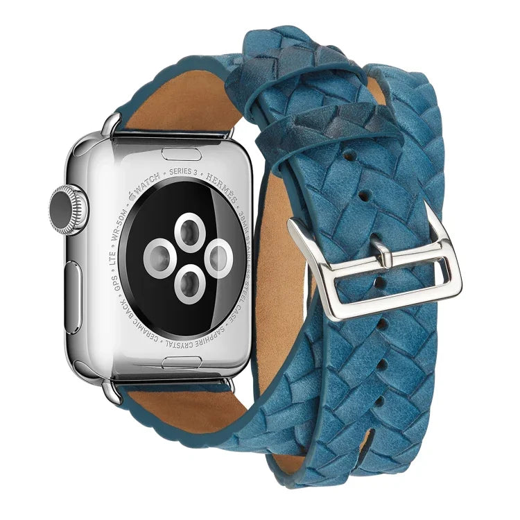 สายหนังแท้ปั๊มลายมงกุฎ สำหรับ Apple Watch Series 5 & 4 40 มม. / 3& 2 & 1 38 มม., สำหรับ Apple Watch Series 7 45 มม. / 6 & SE & 5 & 4 44 มม. / 3 & 2 & 1 42 มม.