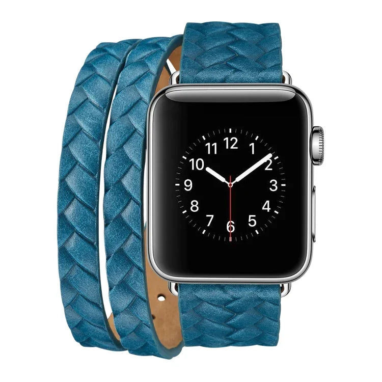 สายหนังแท้ปั๊มลายมงกุฎ สำหรับ Apple Watch Series 5 & 4 40 มม. / 3& 2 & 1 38 มม., สำหรับ Apple Watch Series 7 45 มม. / 6 & SE & 5 & 4 44 มม. / 3 & 2 & 1 42 มม.