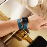 สายหนังแท้ปั๊มลายมงกุฎ สำหรับ Apple Watch Series 5 & 4 40 มม. / 3& 2 & 1 38 มม., สำหรับ Apple Watch Series 7 45 มม. / 6 & SE & 5 & 4 44 มม. / 3 & 2 & 1 42 มม.