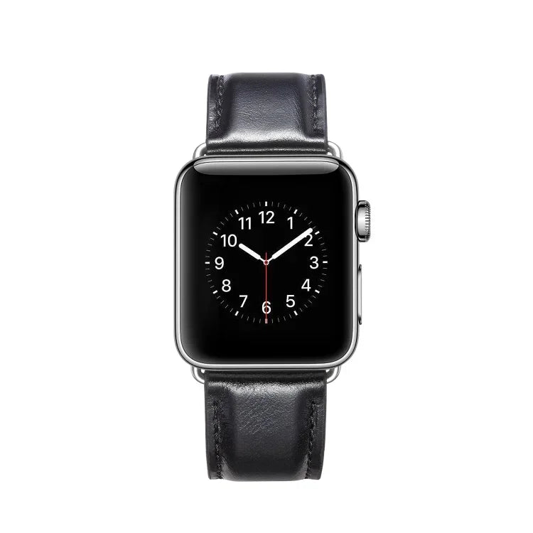 สายหนังแท้ลาย Crazy Horse คุณภาพพรีเมียม สำหรับ Apple Watch Series 7 ขนาด 41 มม. / 6 & SE & 5 & 4 ขนาด 40 มม. / 3 & 2 & 1 ขนาด 38 มม., สำหรับ Apple Watch Series 7 ขนาด 45 มม. / 6 & SE & 5 & 4 ขนาด 44 มม. / 3 & 2 & 1 ขนาด 42 มม.