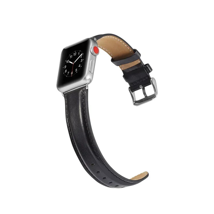 สายหนังแท้ลาย Crazy Horse คุณภาพพรีเมียม สำหรับ Apple Watch Series 7 ขนาด 41 มม. / 6 & SE & 5 & 4 ขนาด 40 มม. / 3 & 2 & 1 ขนาด 38 มม., สำหรับ Apple Watch Series 7 ขนาด 45 มม. / 6 & SE & 5 & 4 ขนาด 44 มม. / 3 & 2 & 1 ขนาด 42 มม.
