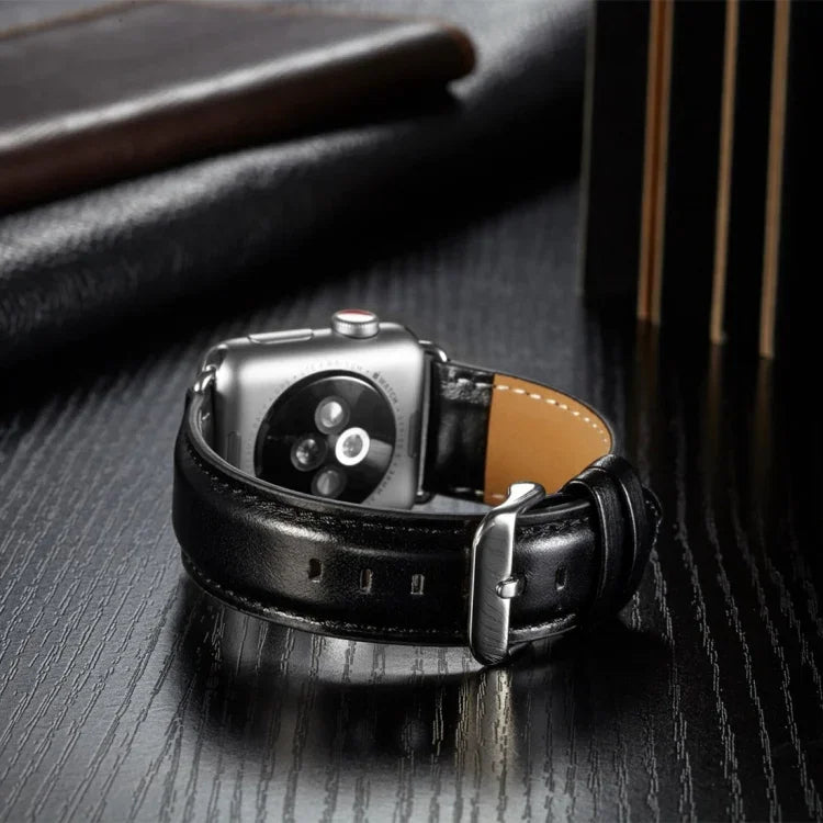 สายหนังแท้ลาย Crazy Horse คุณภาพพรีเมียม สำหรับ Apple Watch Series 7 ขนาด 41 มม. / 6 & SE & 5 & 4 ขนาด 40 มม. / 3 & 2 & 1 ขนาด 38 มม., สำหรับ Apple Watch Series 7 ขนาด 45 มม. / 6 & SE & 5 & 4 ขนาด 44 มม. / 3 & 2 & 1 ขนาด 42 มม.