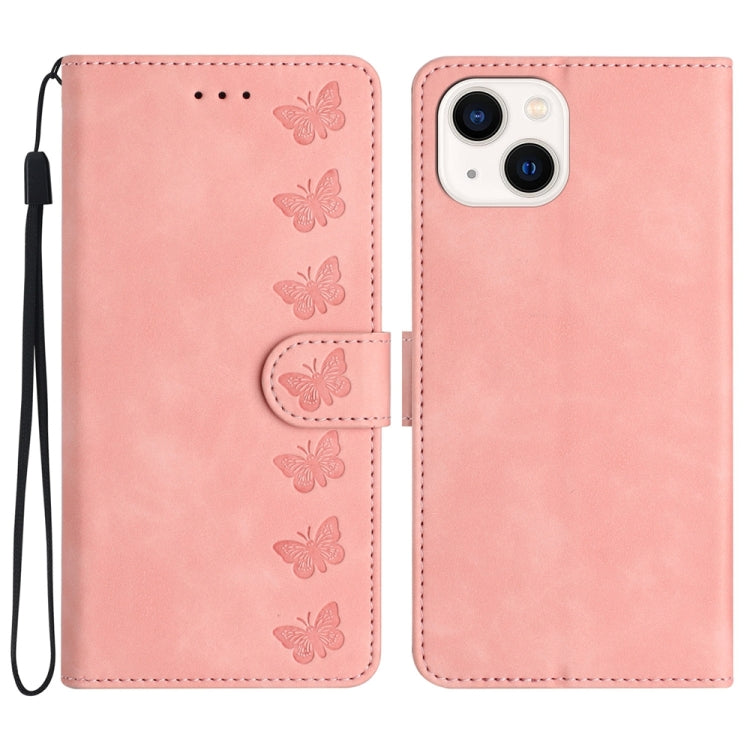 เคสโทรศัพท์หนังนูนลายผีเสื้อเจ็ดตัว สำหรับ iPhone 14 Pro Max, สำหรับ iPhone 13 Pro Max, สำหรับ iPhone 13 Pro, สำหรับ iPhone 13, สำหรับ iPhone 13 mini, สำหรับ iPhone 12, สำหรับ iPhone 12 Pro Max, สำหรับ iPhone 12 Pro