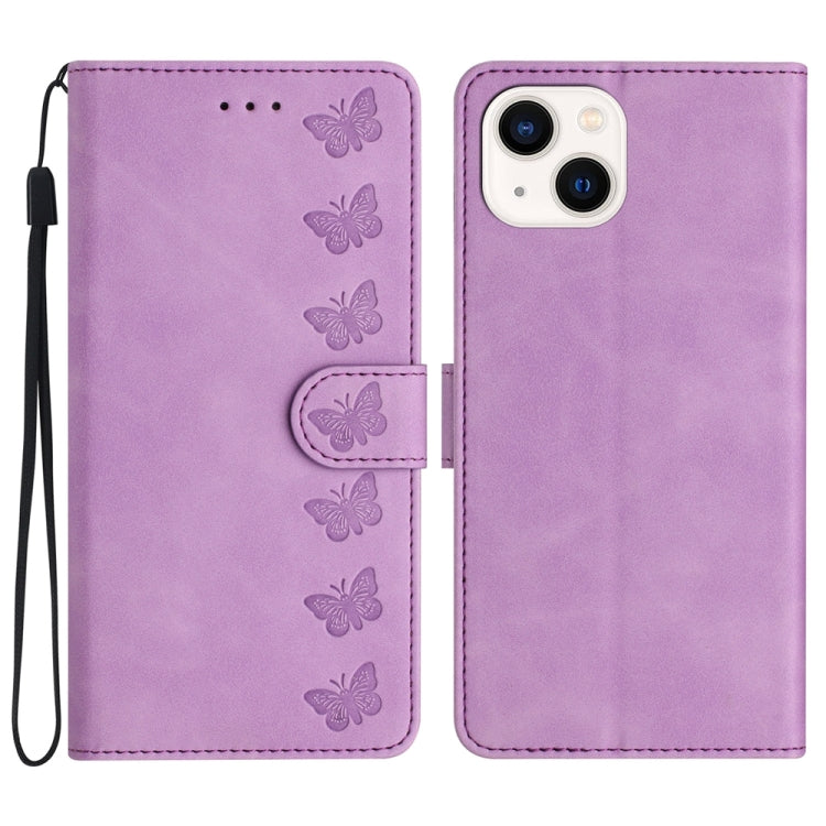 เคสโทรศัพท์หนังนูนลายผีเสื้อเจ็ดตัว สำหรับ iPhone 14 Pro Max, สำหรับ iPhone 13 Pro Max, สำหรับ iPhone 13 Pro, สำหรับ iPhone 13, สำหรับ iPhone 13 mini, สำหรับ iPhone 12, สำหรับ iPhone 12 Pro Max, สำหรับ iPhone 12 Pro