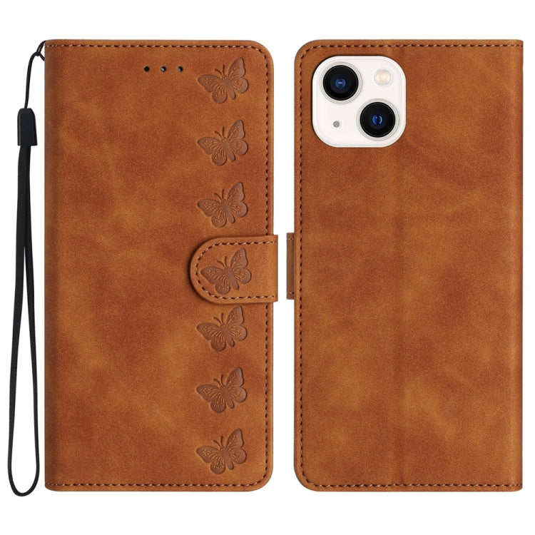 เคสโทรศัพท์หนังนูนลายผีเสื้อเจ็ดตัว สำหรับ iPhone 14 Pro Max, สำหรับ iPhone 13 Pro Max, สำหรับ iPhone 13 Pro, สำหรับ iPhone 13, สำหรับ iPhone 13 mini, สำหรับ iPhone 12, สำหรับ iPhone 12 Pro Max, สำหรับ iPhone 12 Pro