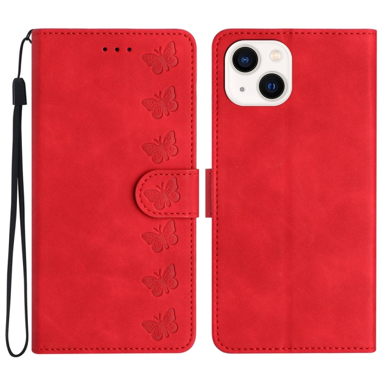 เคสโทรศัพท์หนังนูนลายผีเสื้อเจ็ดตัว สำหรับ iPhone 14 Pro Max, สำหรับ iPhone 13 Pro Max, สำหรับ iPhone 13 Pro, สำหรับ iPhone 13, สำหรับ iPhone 13 mini, สำหรับ iPhone 12, สำหรับ iPhone 12 Pro Max, สำหรับ iPhone 12 Pro
