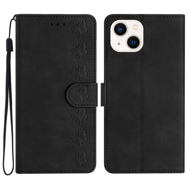 เคสโทรศัพท์หนังนูนลายผีเสื้อเจ็ดตัว สำหรับ iPhone 14 Pro Max, สำหรับ iPhone 13 Pro Max, สำหรับ iPhone 13 Pro, สำหรับ iPhone 13, สำหรับ iPhone 13 mini, สำหรับ iPhone 12, สำหรับ iPhone 12 Pro Max, สำหรับ iPhone 12 Pro