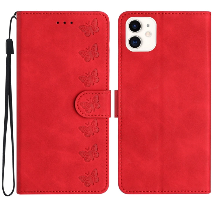 เคสโทรศัพท์หนังนูนลายผีเสื้อเจ็ดตัว สำหรับ iPhone 14 Pro Max, สำหรับ iPhone 13 Pro Max, สำหรับ iPhone 13 Pro, สำหรับ iPhone 13, สำหรับ iPhone 13 mini, สำหรับ iPhone 12, สำหรับ iPhone 12 Pro Max, สำหรับ iPhone 12 Pro
