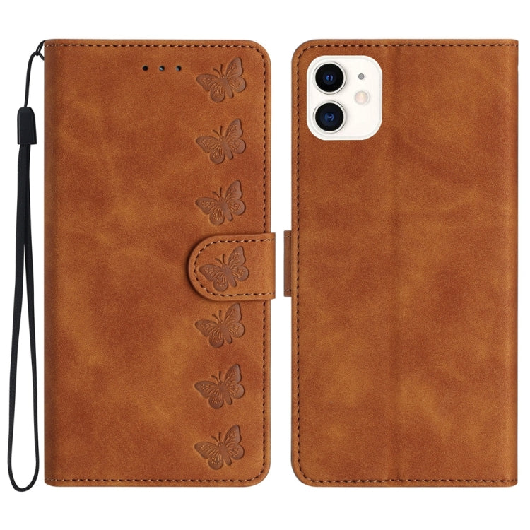 เคสโทรศัพท์หนังนูนลายผีเสื้อเจ็ดตัว สำหรับ iPhone 12 mini, สำหรับ iPhone 11 Pro Max, สำหรับ iPhone 11, สำหรับ iPhone 11 Pro