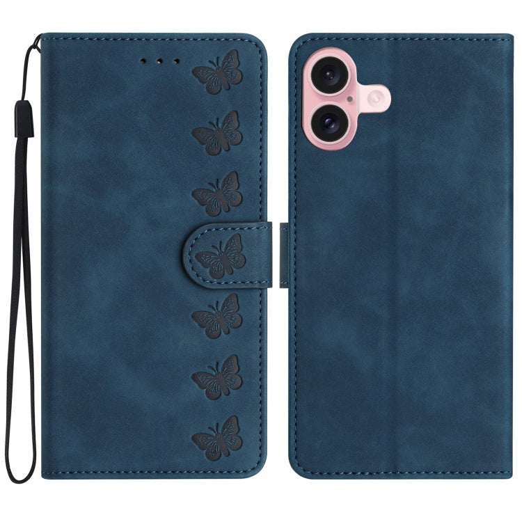 เคสโทรศัพท์หนังปั๊มลายผีเสื้อเจ็ดตัว สำหรับ iPhone 16e / 17e, สำหรับ iPhone 17 Pro Max, สำหรับ iPhone 17 Pro, สำหรับ iPhone 17, สำหรับ iPhone Air, สำหรับ iPhone 16 Pro Max, สำหรับ iPhone 16 Pro, สำหรับ iPhone 16 Plus