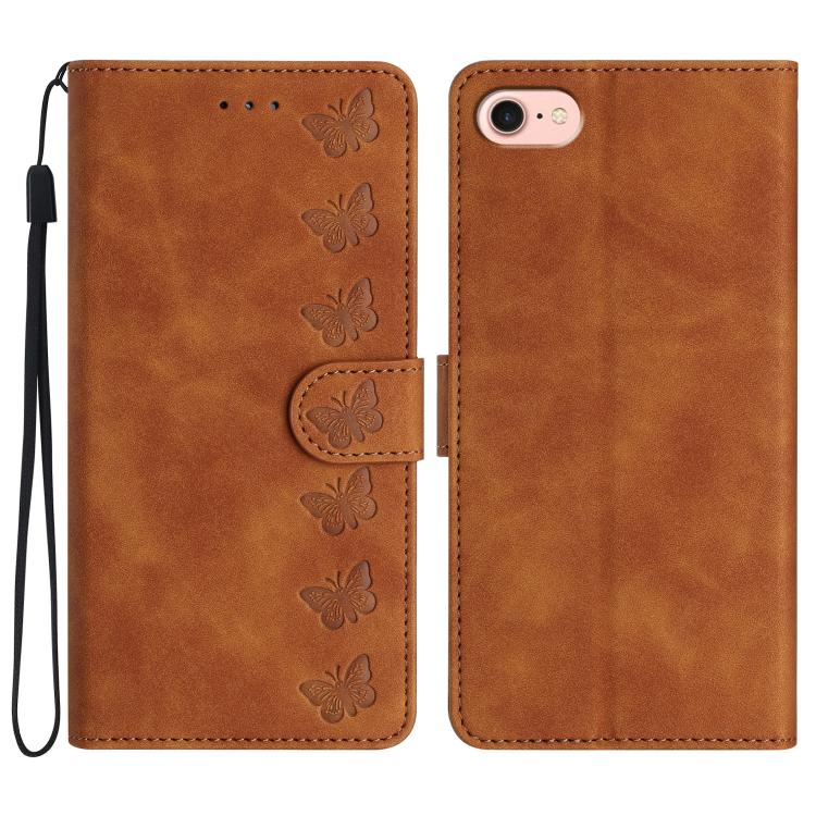 เคสโทรศัพท์หนังปั๊มลายผีเสื้อเจ็ดตัว สำหรับ iPhone 16e / 17e, สำหรับ iPhone 17 Pro Max, สำหรับ iPhone 17 Pro, สำหรับ iPhone 17, สำหรับ iPhone Air, สำหรับ iPhone 16 Pro Max, สำหรับ iPhone 16 Pro, สำหรับ iPhone 16 Plus