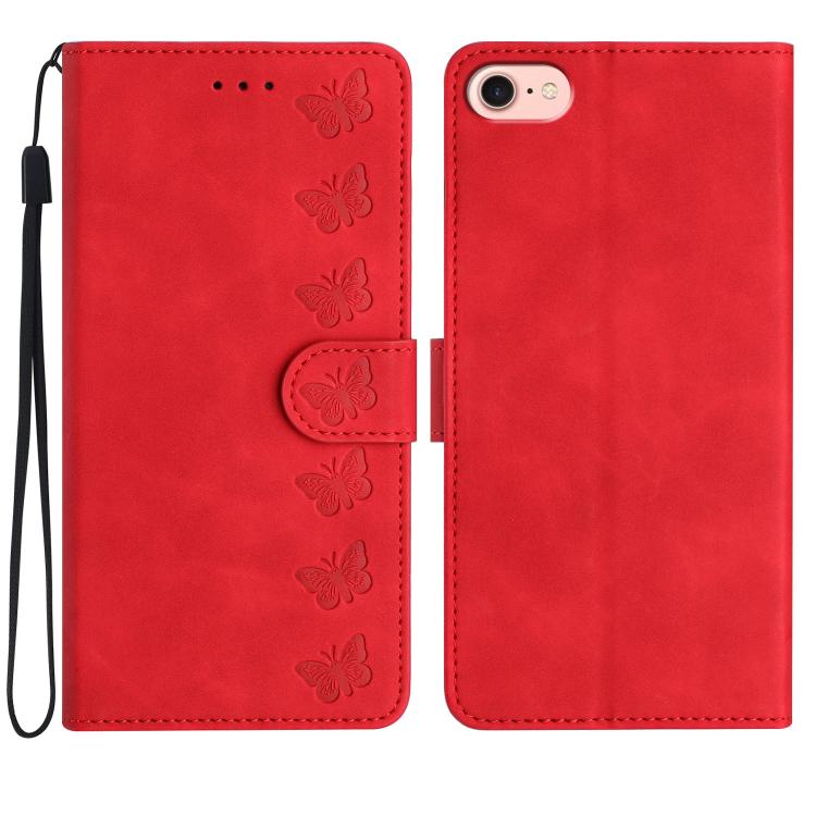 เคสโทรศัพท์หนังปั๊มลายผีเสื้อเจ็ดตัว สำหรับ iPhone 16e / 17e, สำหรับ iPhone 17 Pro Max, สำหรับ iPhone 17 Pro, สำหรับ iPhone 17, สำหรับ iPhone Air, สำหรับ iPhone 16 Pro Max, สำหรับ iPhone 16 Pro, สำหรับ iPhone 16 Plus