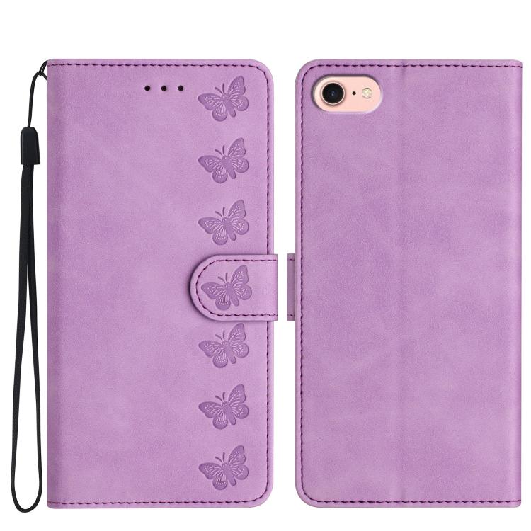 เคสโทรศัพท์หนังปั๊มลายผีเสื้อเจ็ดตัว สำหรับ iPhone 16e / 17e, สำหรับ iPhone 17 Pro Max, สำหรับ iPhone 17 Pro, สำหรับ iPhone 17, สำหรับ iPhone Air, สำหรับ iPhone 16 Pro Max, สำหรับ iPhone 16 Pro, สำหรับ iPhone 16 Plus