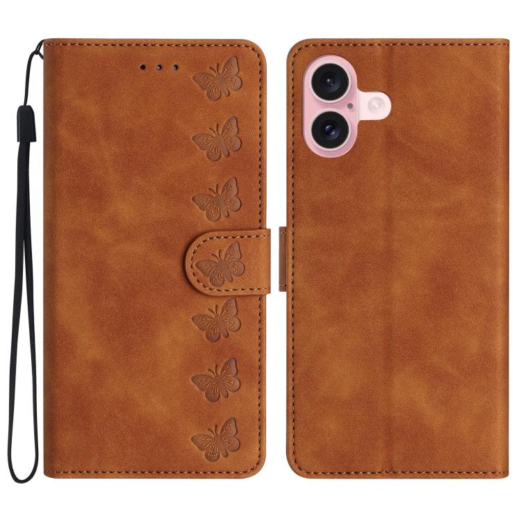 เคสโทรศัพท์หนังปั๊มลายผีเสื้อเจ็ดตัว สำหรับ iPhone 16e / 17e, สำหรับ iPhone 17 Pro Max, สำหรับ iPhone 17 Pro, สำหรับ iPhone 17, สำหรับ iPhone Air, สำหรับ iPhone 16 Pro Max, สำหรับ iPhone 16 Pro, สำหรับ iPhone 16 Plus