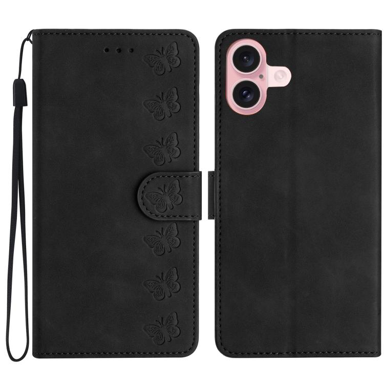 เคสโทรศัพท์หนังปั๊มลายผีเสื้อเจ็ดตัว สำหรับ iPhone 16e / 17e, สำหรับ iPhone 17 Pro Max, สำหรับ iPhone 17 Pro, สำหรับ iPhone 17, สำหรับ iPhone Air, สำหรับ iPhone 16 Pro Max, สำหรับ iPhone 16 Pro, สำหรับ iPhone 16 Plus