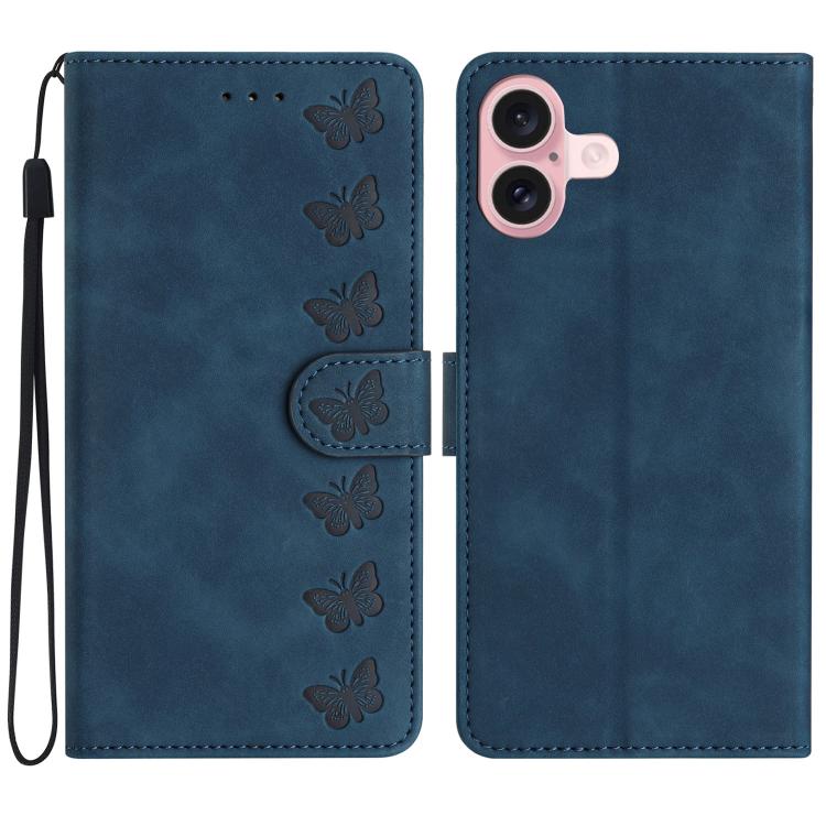 เคสโทรศัพท์หนังปั๊มลายผีเสื้อเจ็ดตัว สำหรับ iPhone 16e / 17e, สำหรับ iPhone 17 Pro Max, สำหรับ iPhone 17 Pro, สำหรับ iPhone 17, สำหรับ iPhone Air, สำหรับ iPhone 16 Pro Max, สำหรับ iPhone 16 Pro, สำหรับ iPhone 16 Plus