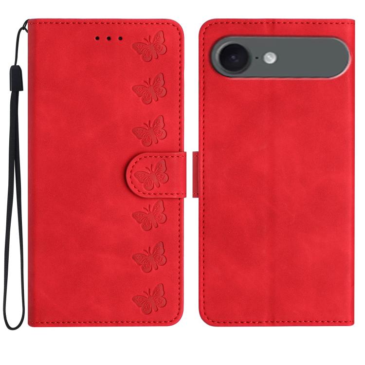 เคสโทรศัพท์หนังปั๊มลายผีเสื้อเจ็ดตัว สำหรับ iPhone 16e / 17e, สำหรับ iPhone 17 Pro Max, สำหรับ iPhone 17 Pro, สำหรับ iPhone 17, สำหรับ iPhone Air, สำหรับ iPhone 16 Pro Max, สำหรับ iPhone 16 Pro, สำหรับ iPhone 16 Plus