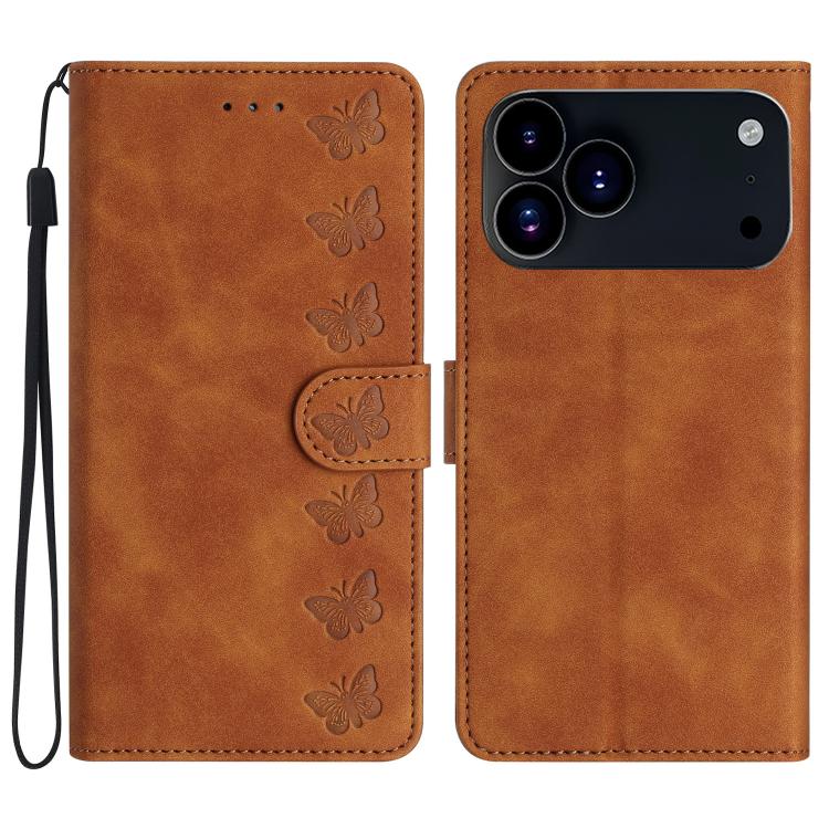 เคสโทรศัพท์หนังปั๊มลายผีเสื้อเจ็ดตัว สำหรับ iPhone 16e / 17e, สำหรับ iPhone 17 Pro Max, สำหรับ iPhone 17 Pro, สำหรับ iPhone 17, สำหรับ iPhone Air, สำหรับ iPhone 16 Pro Max, สำหรับ iPhone 16 Pro, สำหรับ iPhone 16 Plus