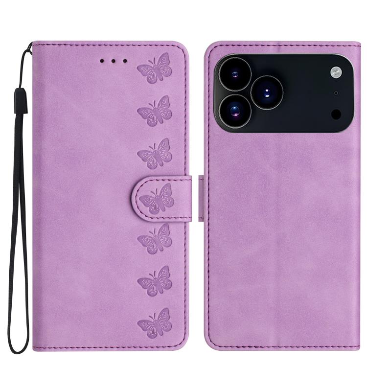 เคสโทรศัพท์หนังปั๊มลายผีเสื้อเจ็ดตัว สำหรับ iPhone 16e / 17e, สำหรับ iPhone 17 Pro Max, สำหรับ iPhone 17 Pro, สำหรับ iPhone 17, สำหรับ iPhone Air, สำหรับ iPhone 16 Pro Max, สำหรับ iPhone 16 Pro, สำหรับ iPhone 16 Plus