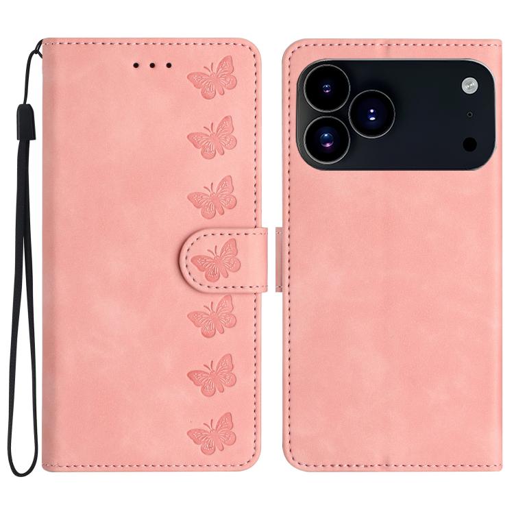 เคสโทรศัพท์หนังปั๊มลายผีเสื้อเจ็ดตัว สำหรับ iPhone 16e / 17e, สำหรับ iPhone 17 Pro Max, สำหรับ iPhone 17 Pro, สำหรับ iPhone 17, สำหรับ iPhone Air, สำหรับ iPhone 16 Pro Max, สำหรับ iPhone 16 Pro, สำหรับ iPhone 16 Plus