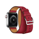 สายหนังแท้แบบห่วงคู่สำหรับเปลี่ยนใหม่ สำหรับ Apple Watch Series 7 ขนาด 41 มม. / 6 & SE & 5 & 4 ขนาด 40 มม. / 3 & 2 & 1 ขนาด 38 มม., สำหรับ Apple Watch Series 7 ขนาด 45 มม. / 6 & SE & 5 & 4 ขนาด 44 มม. / 3 & 2 & 1 ขนาด 42 มม.