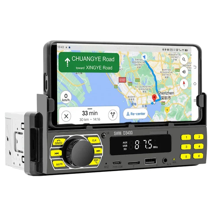 เครื่องเล่น MP3 บลูทูธรถยนต์ SWM D3400 รองรับผู้ช่วยเสียงอัจฉริยะ / FM