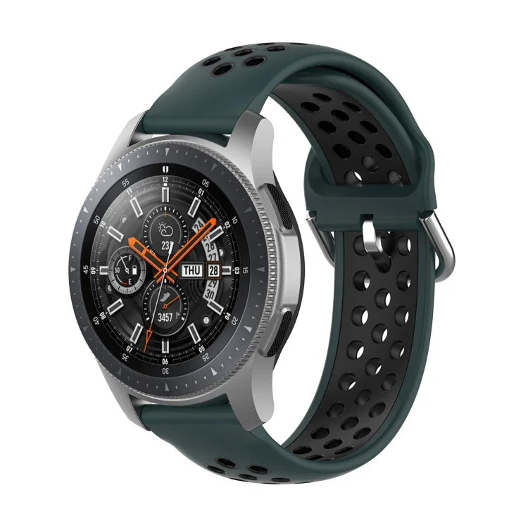 สายรัดข้อมือซิลิโคนกีฬาสองสีแบบสากล สำหรับ Samsung Galaxy Watch 46mm / Gear S3, สำหรับ Huawei Watch GT2 / Honor Magic Watch 2 46mm