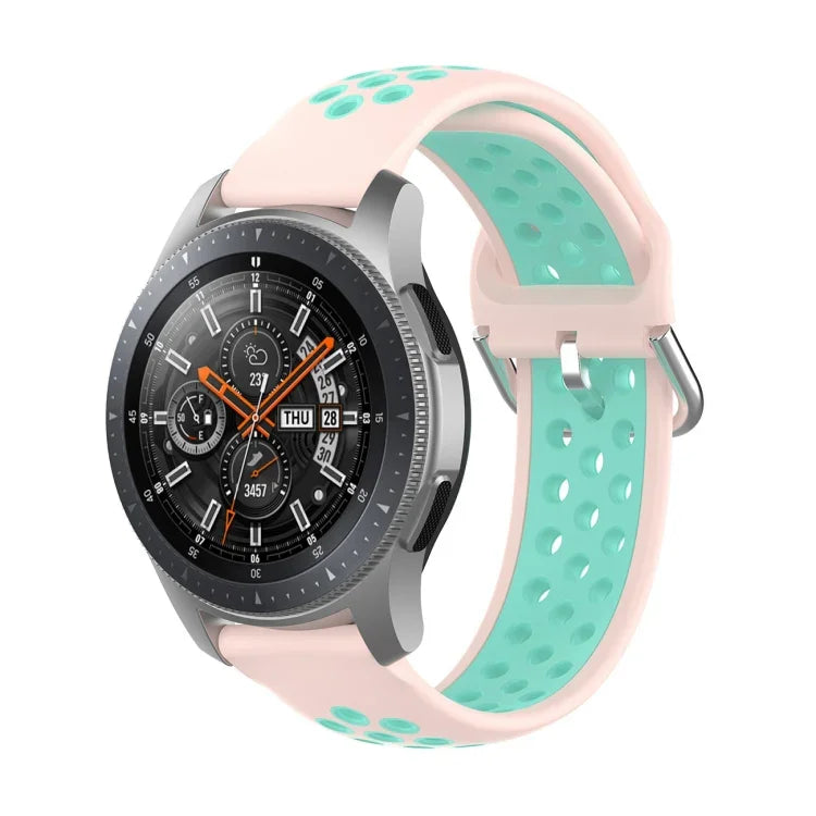 สายรัดข้อมือซิลิโคนกีฬาสองสีแบบสากล สำหรับ Samsung Galaxy Watch 46mm / Gear S3, สำหรับ Huawei Watch GT2 / Honor Magic Watch 2 46mm