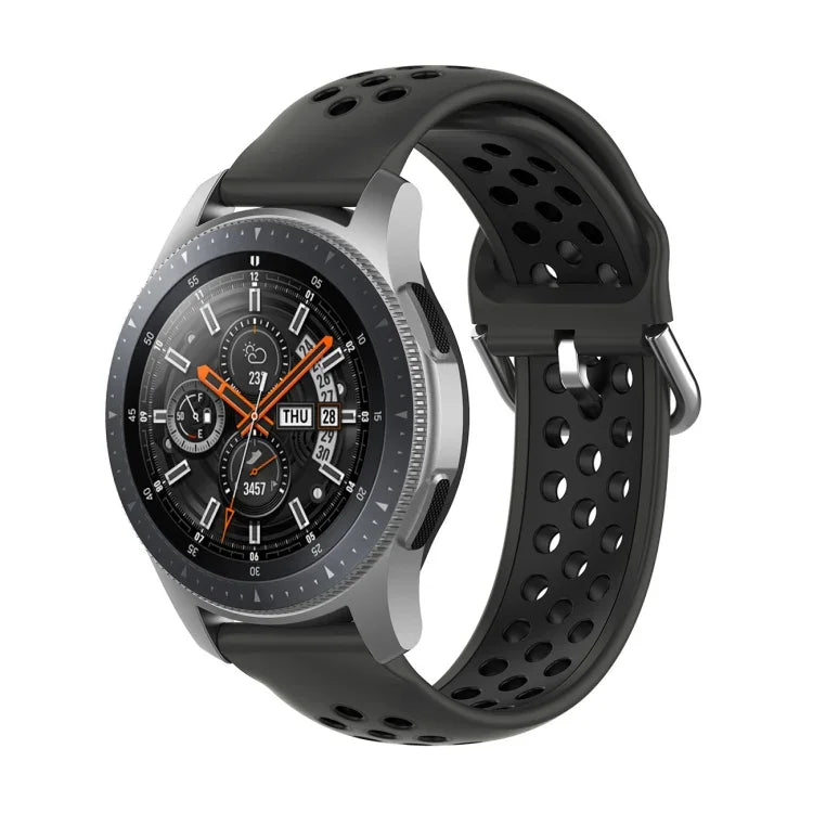 สายรัดข้อมือซิลิโคนกีฬาสองสีแบบสากล สำหรับ Samsung Galaxy Watch 46mm / Gear S3, สำหรับ Huawei Watch GT2 / Honor Magic Watch 2 46mm