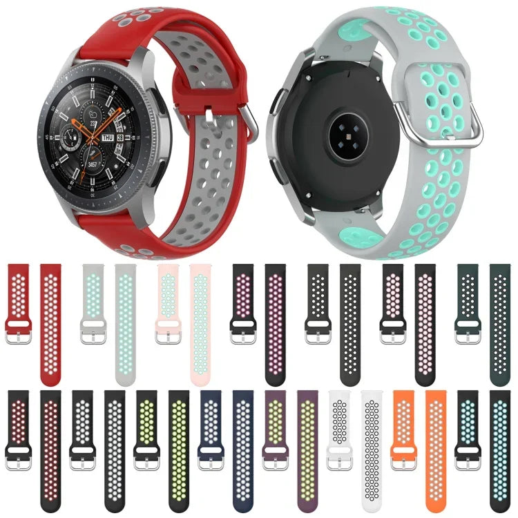 สายรัดข้อมือซิลิโคนกีฬาสองสีแบบสากล สำหรับ Samsung Galaxy Watch 46mm / Gear S3, สำหรับ Huawei Watch GT2 / Honor Magic Watch 2 46mm