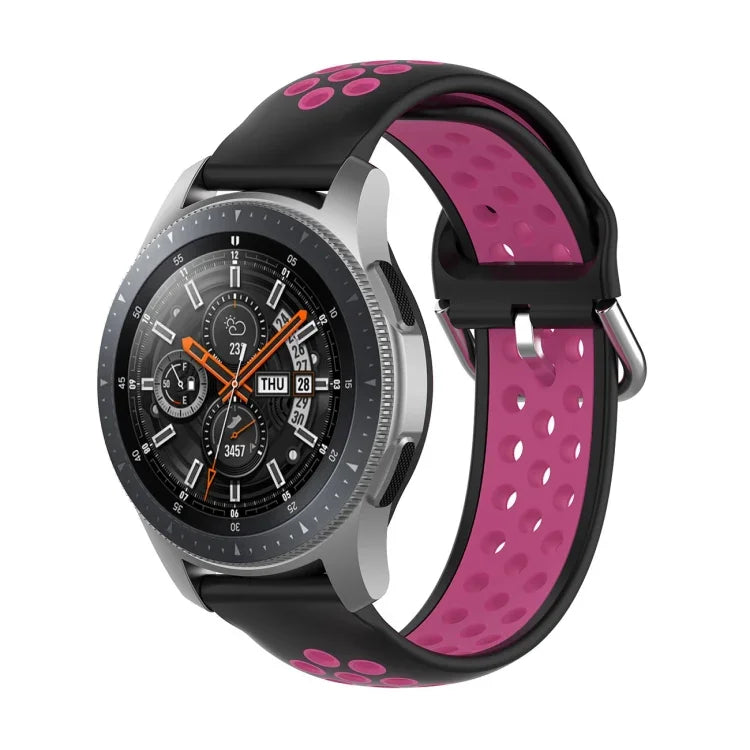 สายรัดข้อมือซิลิโคนกีฬาสองสีแบบสากล สำหรับ Samsung Galaxy Watch 46mm / Gear S3, สำหรับ Huawei Watch GT2 / Honor Magic Watch 2 46mm