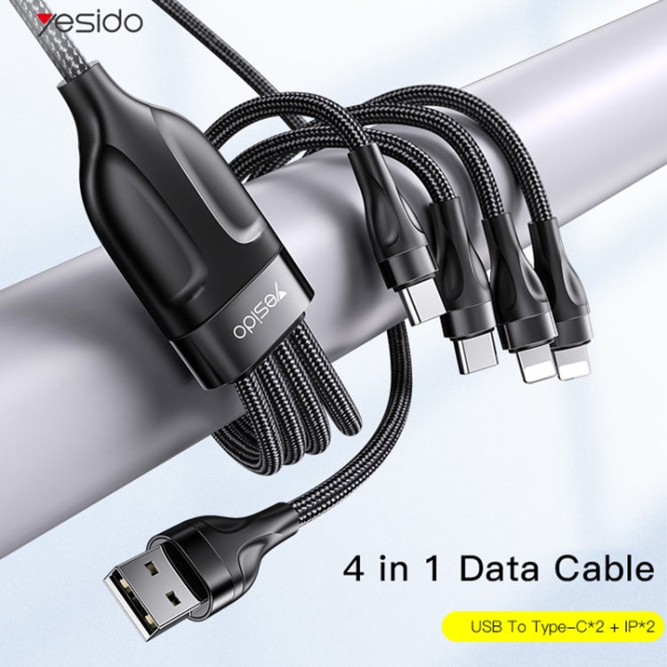สายชาร์จ USB 1.2m 4A เป็น Dual Type-C + Dual 8 Pin รุ่น YESIDO CA111
