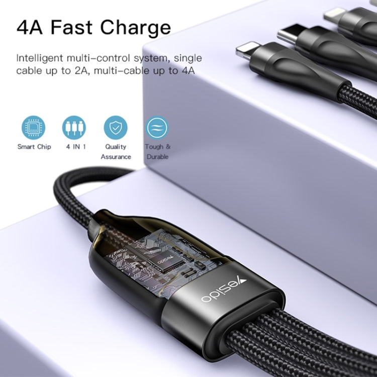 สายชาร์จ USB 1.2m 4A เป็น Dual Type-C + Dual 8 Pin รุ่น YESIDO CA111