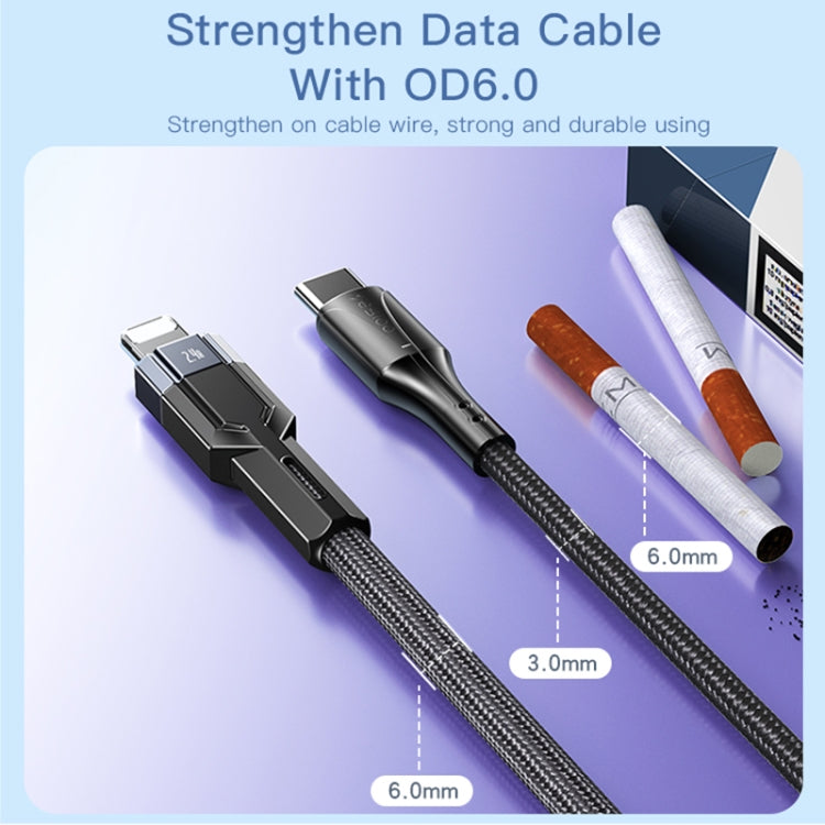 YESIDO CA107 สายชาร์จ 1.2m 2.4A USB-C / Type-C เป็น 8 Pin OD0.6, CA107