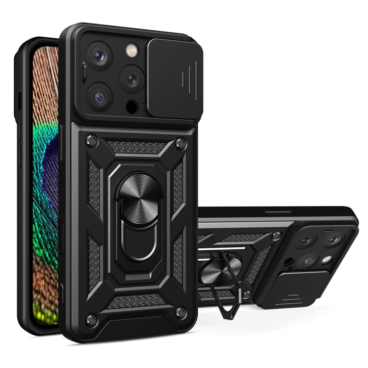 เคสโทรศัพท์ TPU+PC ดีไซน์ฝาปิดกล้องเลื่อน สำหรับ iPhone 16 Pro, iPhone 16 Plus, iPhone 16, iPhone 15 Pro