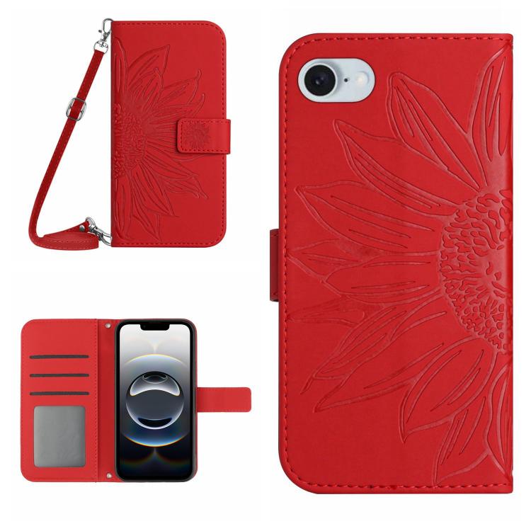 เคสหนังพับลายดอกทานตะวันพร้อมสายคล้อง Skin Feel สำหรับ iPhone 17e / 16e, iPhone 17 Pro Max, iPhone 17 Pro, iPhone 17