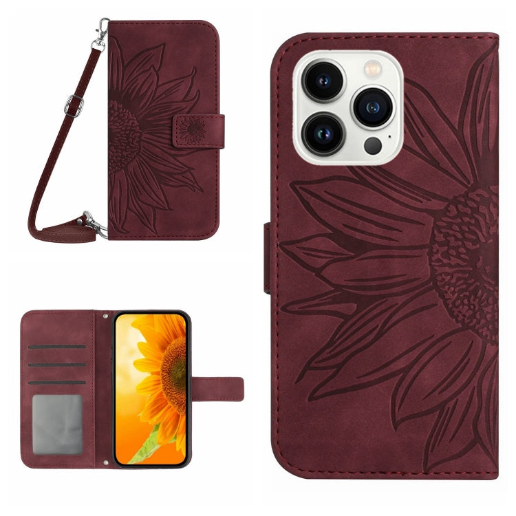 เคสโทรศัพท์หนังพับลายดอกทานตะวัน Skin Feel พร้อมสายคล้อง สำหรับ iPhone Air, สำหรับ iPhone 16 Pro Max, สำหรับ iPhone 16 Pro, สำหรับ iPhone 16 Plus