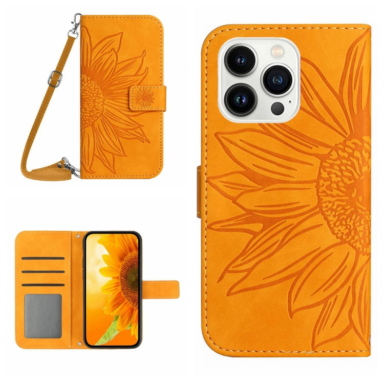 เคสโทรศัพท์หนังพับลายดอกทานตะวัน Skin Feel พร้อมสายคล้อง สำหรับ iPhone Air, สำหรับ iPhone 16 Pro Max, สำหรับ iPhone 16 Pro, สำหรับ iPhone 16 Plus