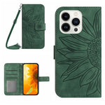 เคสโทรศัพท์หนังพับลายดอกทานตะวัน Skin Feel พร้อมสายคล้อง สำหรับ iPhone Air, สำหรับ iPhone 16 Pro Max, สำหรับ iPhone 16 Pro, สำหรับ iPhone 16 Plus